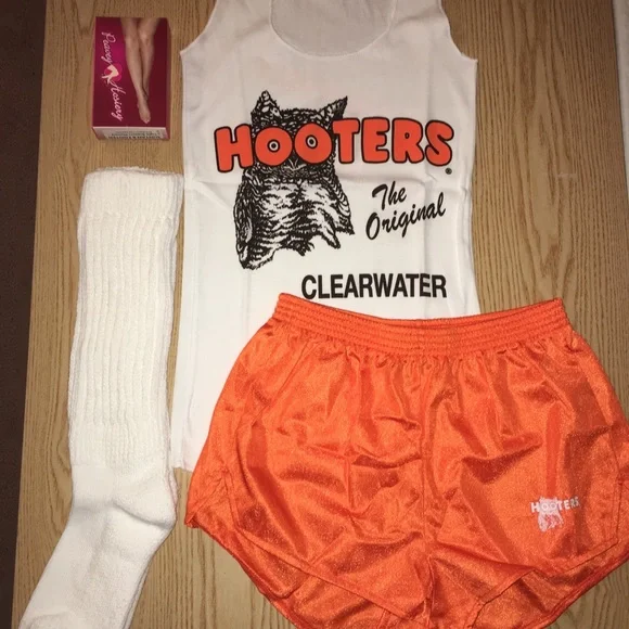 New Hooters Girl Vintage Uniform Tank Shorts Pantyhose XL Length Socks Size XS